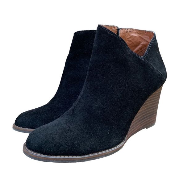 Lucky Brand Black Suede Heeled Boots - Picture 3 of 13